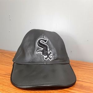 Leather white sox hat